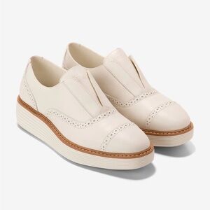 Cole Haan Original Grand Platform Laceless Oxfords Cream Slip-On Size 9.5